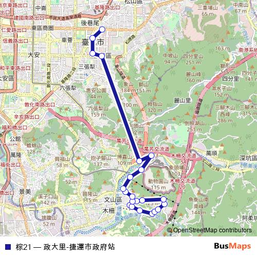 棕21 bus Line Map