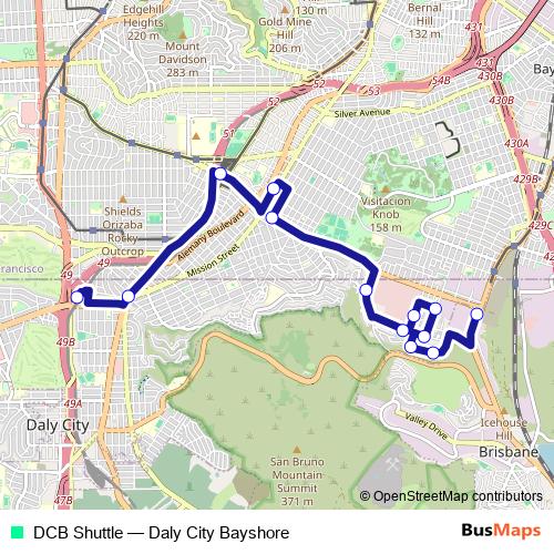 DCB Shuttle bus Line Map