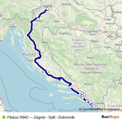 Flixbus N942 bus Line Map