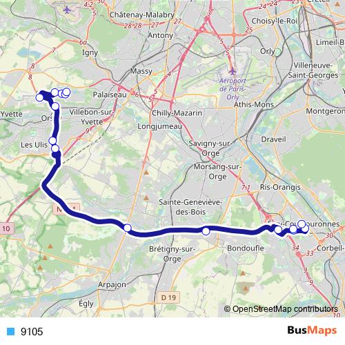 9105 bus Line Map