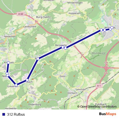 312 Rufbus bus Line Map
