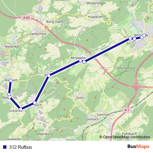 312 Rufbus bus Line Map