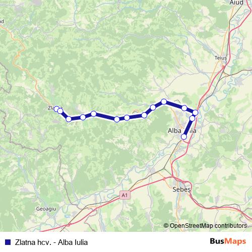 Zlatna hcv. - Alba Iulia rail Line Map