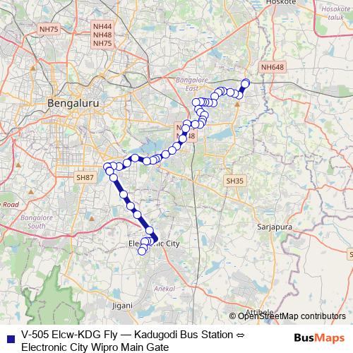 V-505 Elcw-KDG Fly bus Line Map