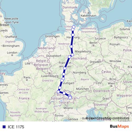ICE 1175 rail Line Map