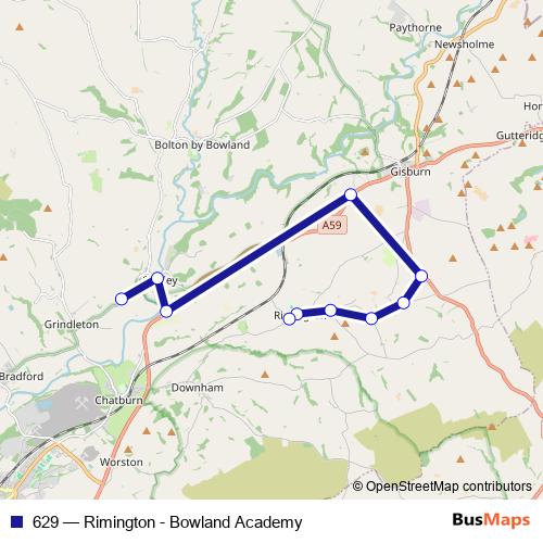 629 bus Line Map
