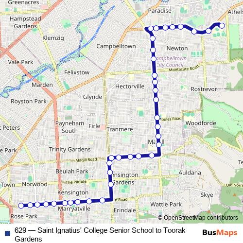 629 bus Line Map