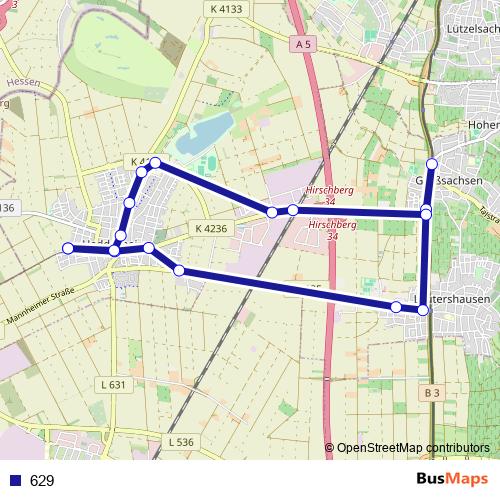 629 bus Line Map