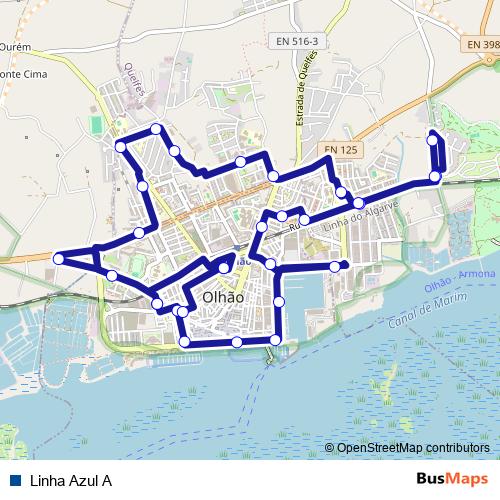 Linha Azul A bus Line Map