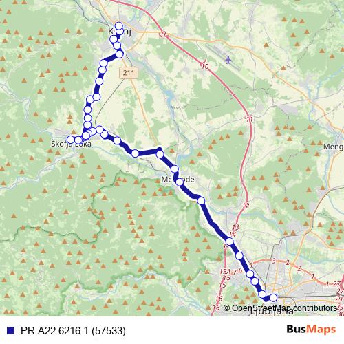 PR A22 6216 1 (57533) bus Line Map