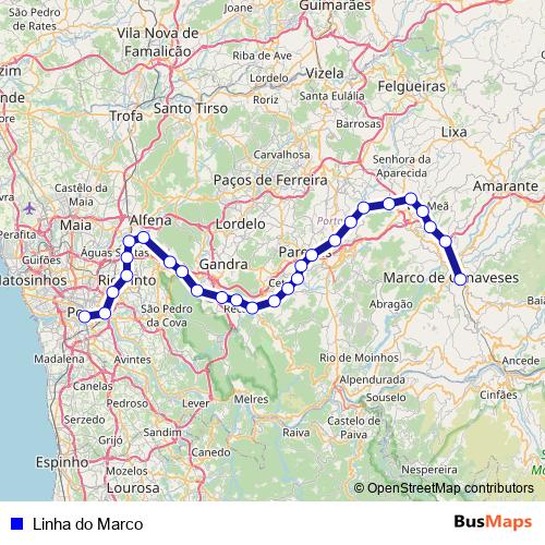 Linha do Marco rail Line Map