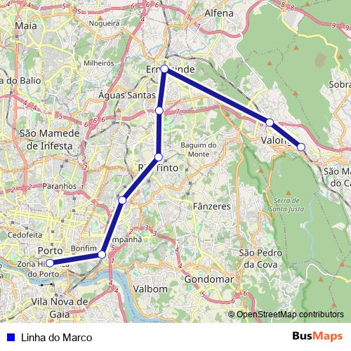 Linha do Marco rail Line Map
