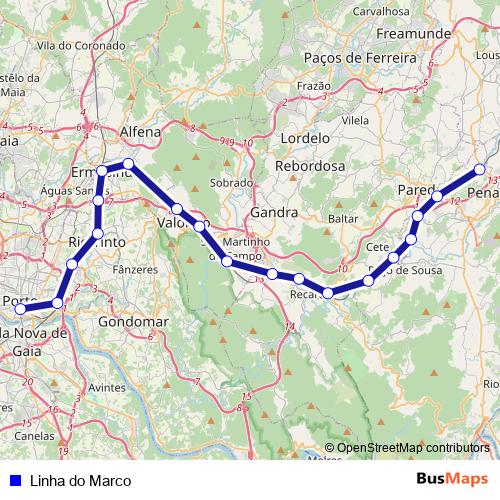 Linha do Marco rail Line Map
