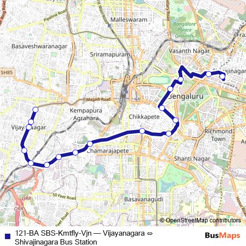 121-BA SBS-Kmtfly-Vjn bus Line Map