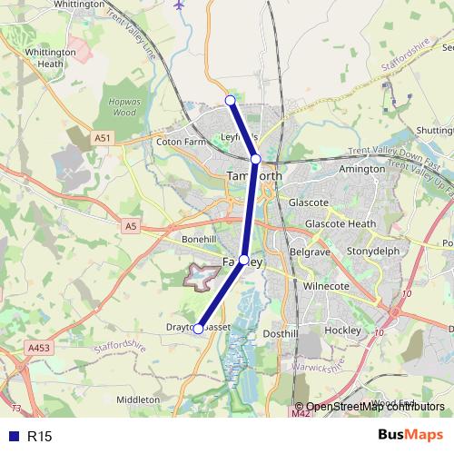 R15 bus Line Map