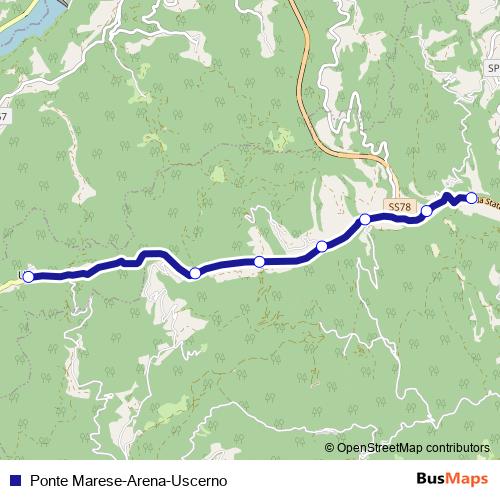 Ponte Marese-Arena-Uscerno bus Line Map