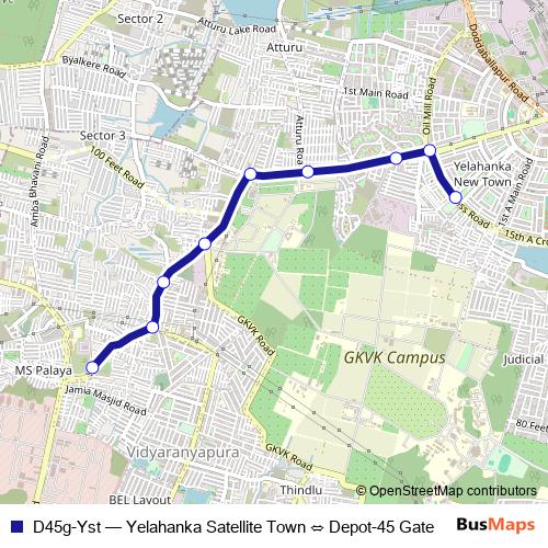 D45g-Yst bus Line Map