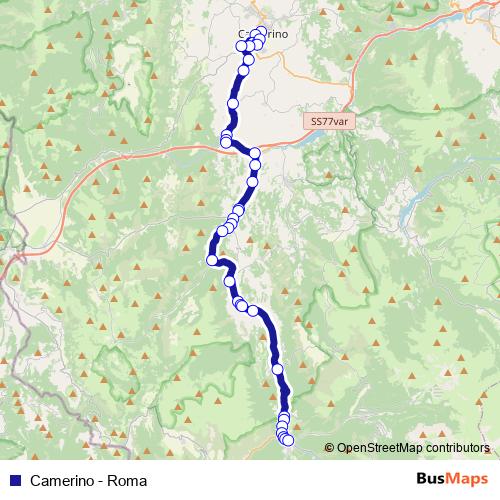 Camerino - Roma bus Line Map