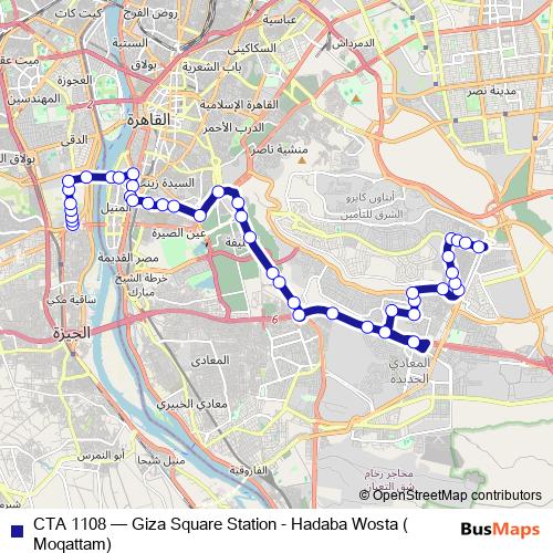 CTA 1108 bus Line Map
