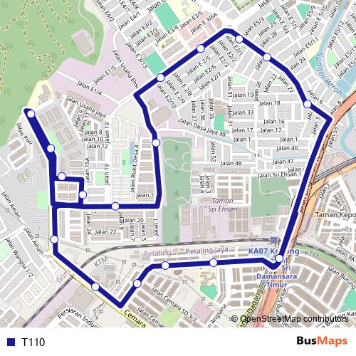 T110 bus Line Map