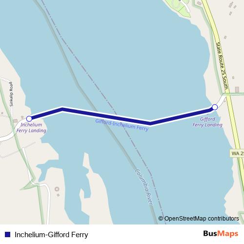 Inchelium-Gifford Ferry ferry Line Map