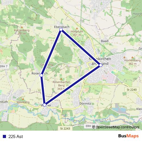 225 Ast bus Line Map