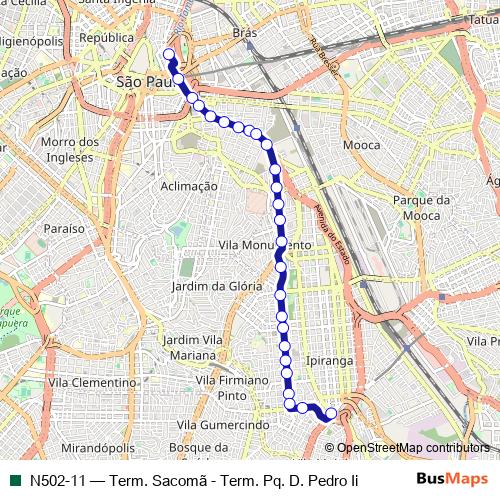 N502-11 bus Line Map