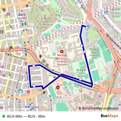 KLN-80m bus Line Map