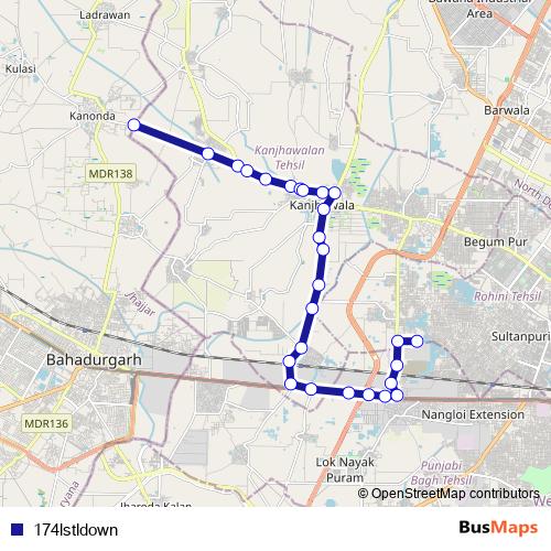 174lstldown bus Line Map