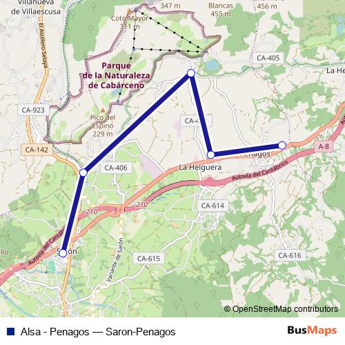Alsa - Penagos bus Line Map