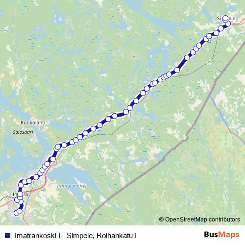 Imatrankoski I - Simpele, Roihankatu I bus Line Map
