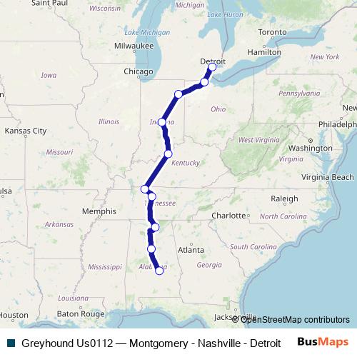 Greyhound Us0112 bus Line Map