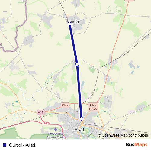 Curtici - Arad rail Line Map