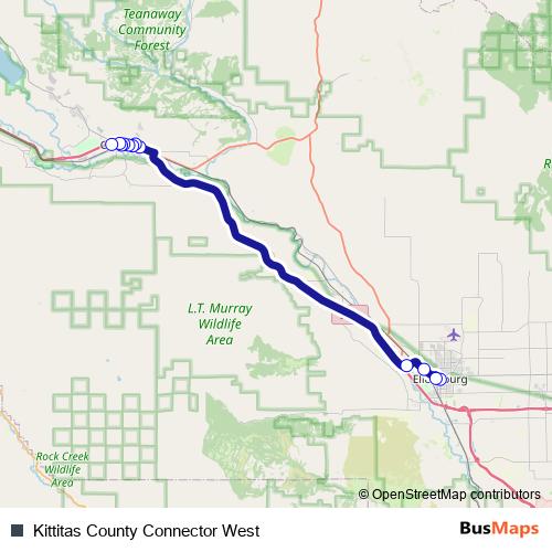 Kittitas County Connector West bus Line Map