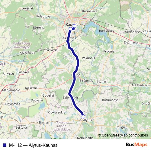 M-112 bus Line Map