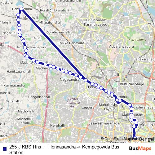 255-J KBS-Hns bus Line Map