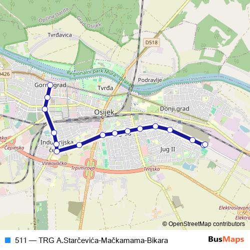 511 tram Line Map