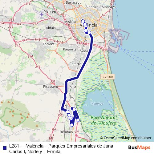 L281 bus Line Map