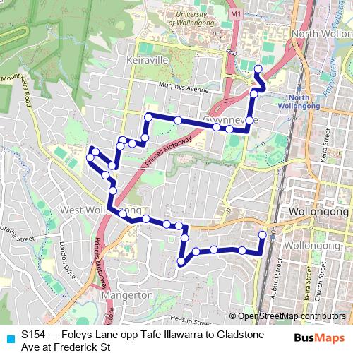 S154 bus Line Map