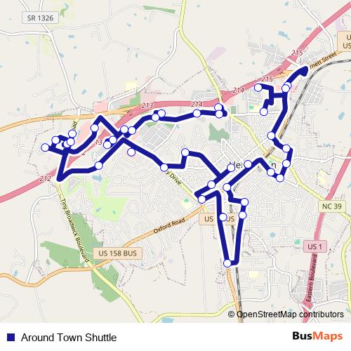 Around Town Shuttle bus Line Map