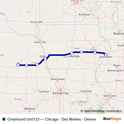 Greyhound Us0123 bus Line Map