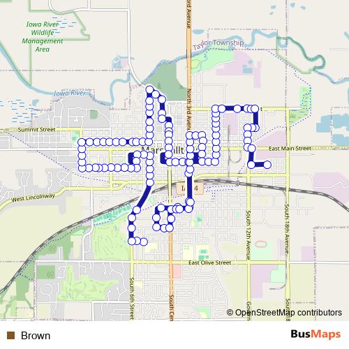 Brown bus Line Map