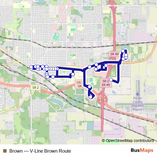Brown bus Line Map