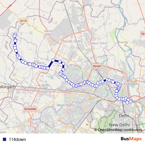 114down bus Line Map