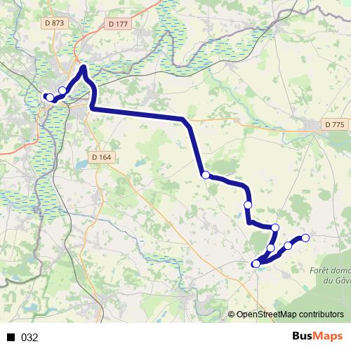 032 bus Line Map