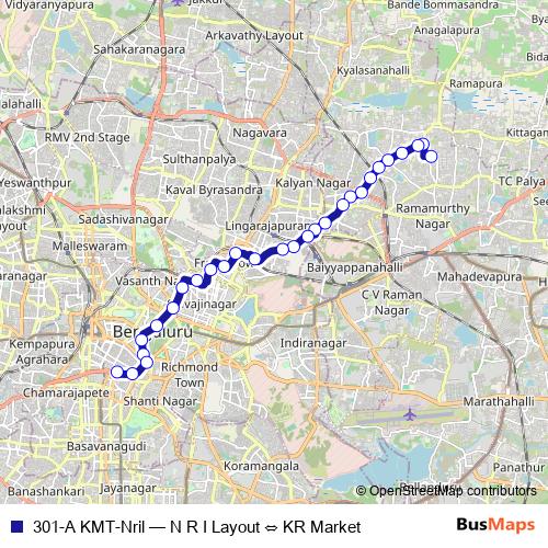 301-A KMT-Nril bus Line Map