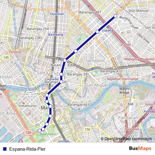 Espana-Rtda-Pier bus Line Map