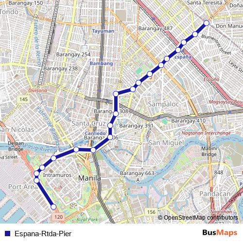 Espana-Rtda-Pier bus Line Map