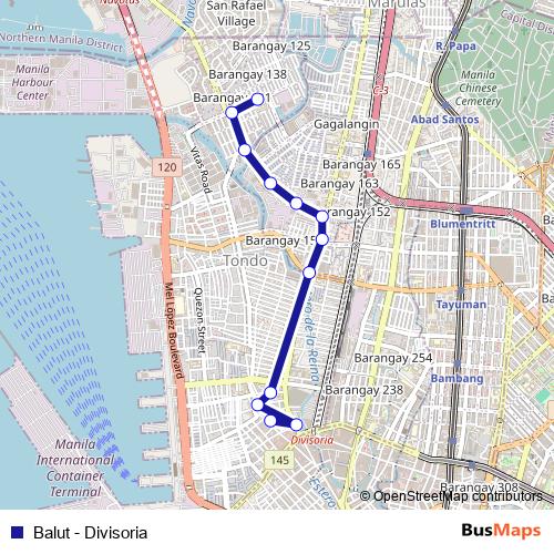 Balut - Divisoria bus Line Map
