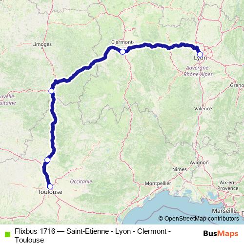 Flixbus 1716 bus Line Map